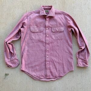 Sid Mashburn Chambray Shirt Men Size Medium Red Button Up Heavyweight
